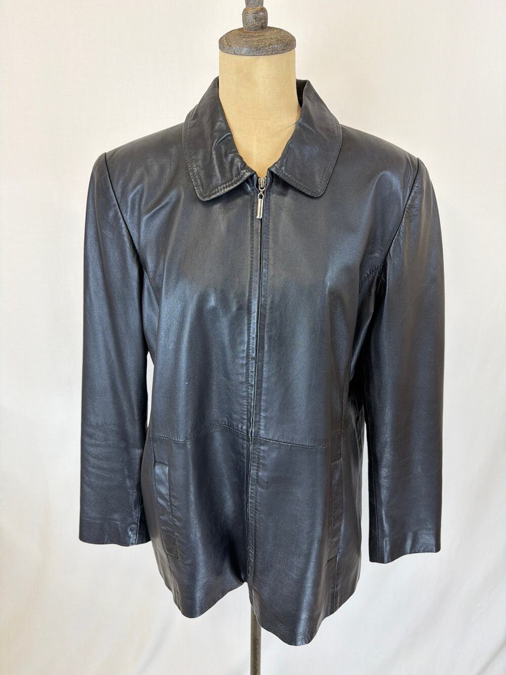 Style & Co Black Leather Jacket Large #0550